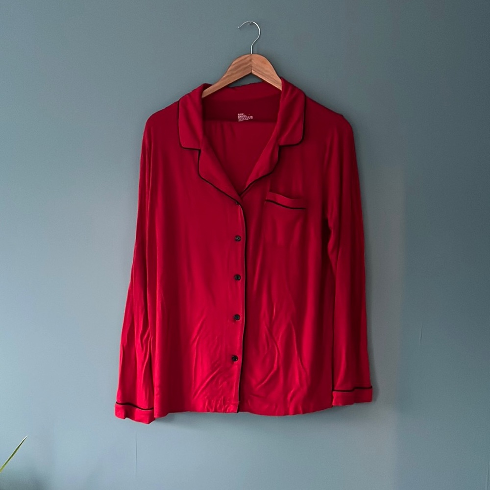 Gilligan & O'Malley Notch Collar Pajama Set Red Sz L